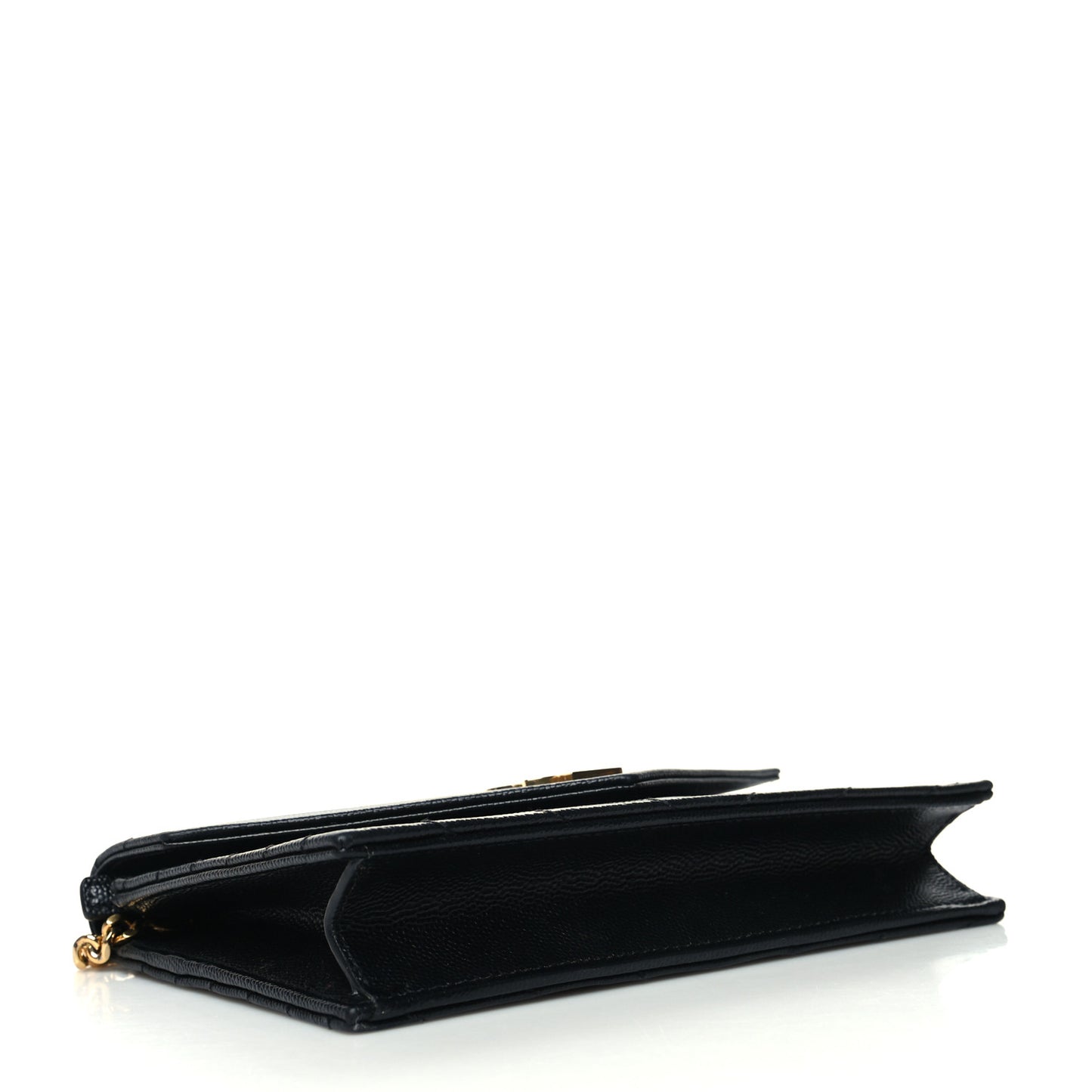 Grain De Poudre Matelasse Chevron Monogram Envelope Chain Wallet Black