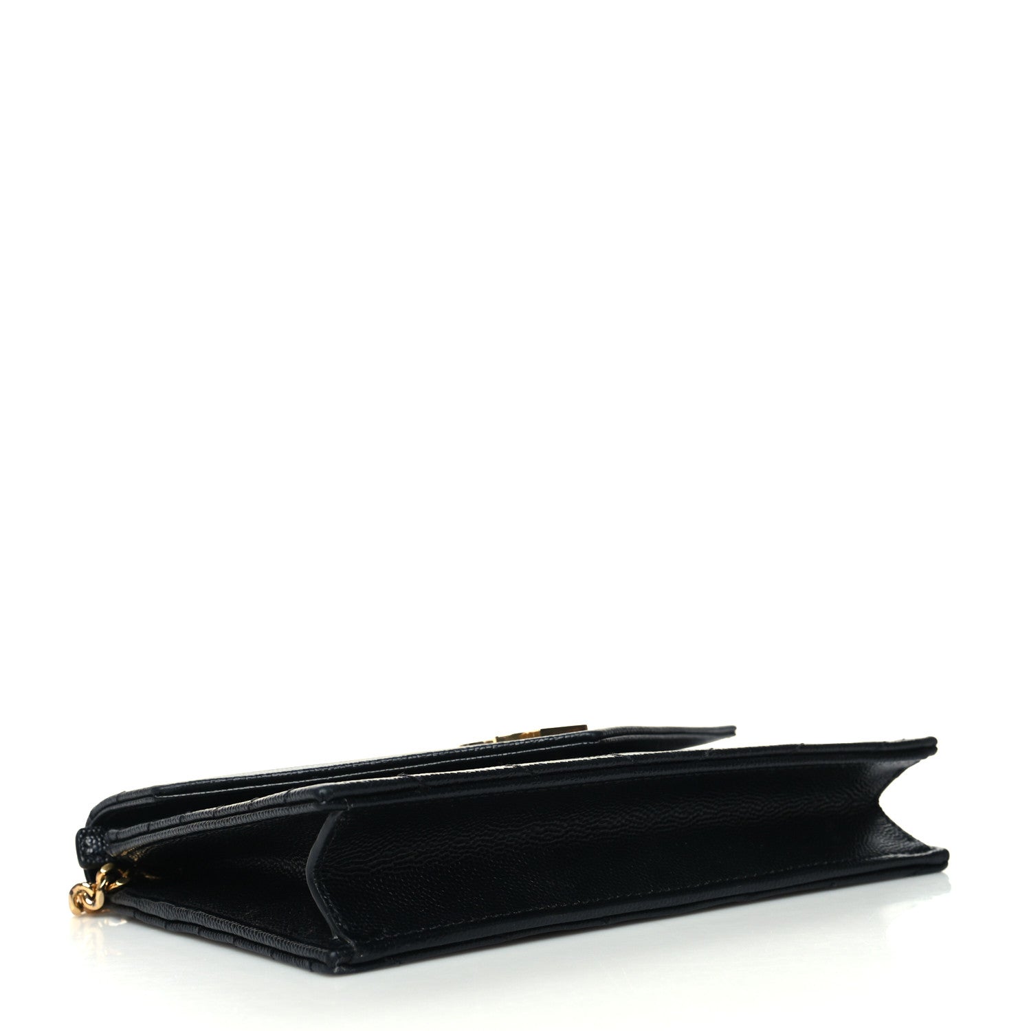 Saint Laurent Grain De Poudre Matelasse Chevron Monogram Envelope Chain Wallet Black 4 of 15