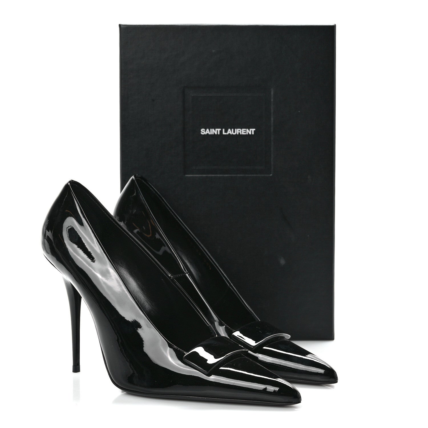 Saint Laurent Patent Calfskin Kayla 110 Pumps 38.5 Black 9 of 9
