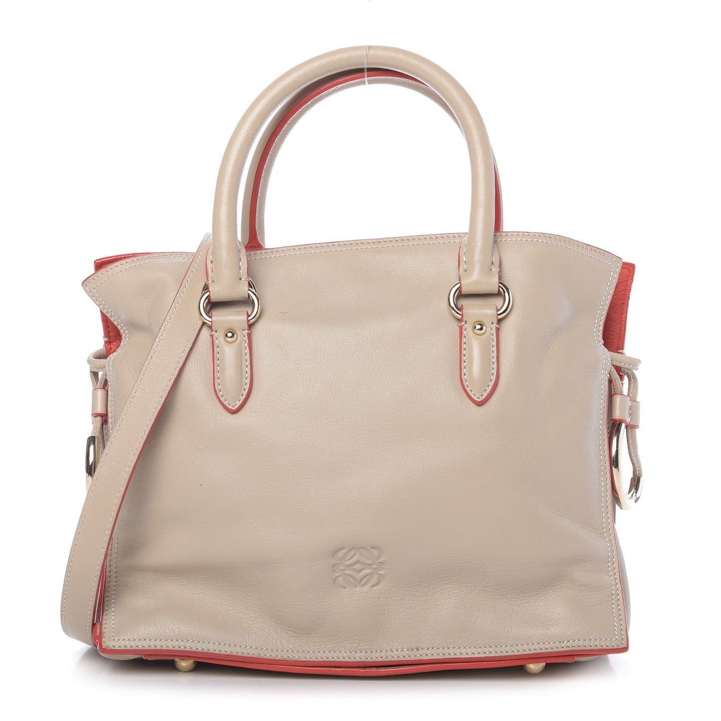 Calfskin Drawstring Tote Oat Orange