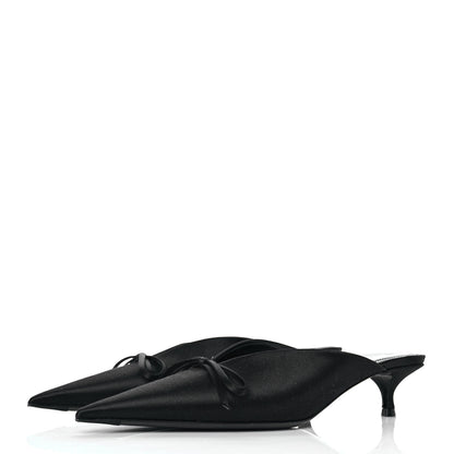 Balenciaga Satin Pointed Toe Knife 40mm Mules 37 Black 3 of 8