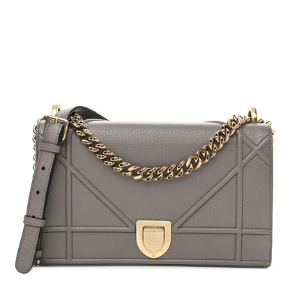 Christian Dior Grained Calfskin Medium Diorama Flap Bag Gris 1 of 14