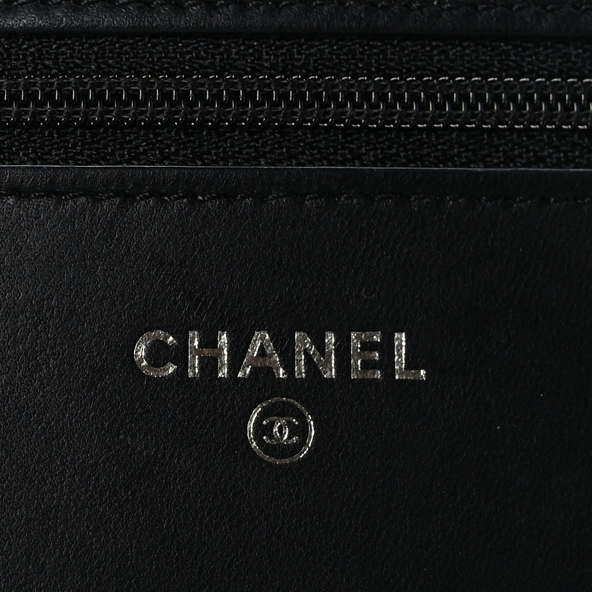 Lambskin Chevron Quilted Wallet On Chain WOC So Black
