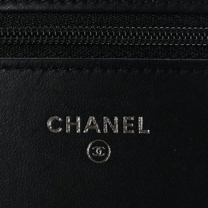 Chanel Lambskin Chevron Quilted Wallet On Chain WOC So Black 8 of 10