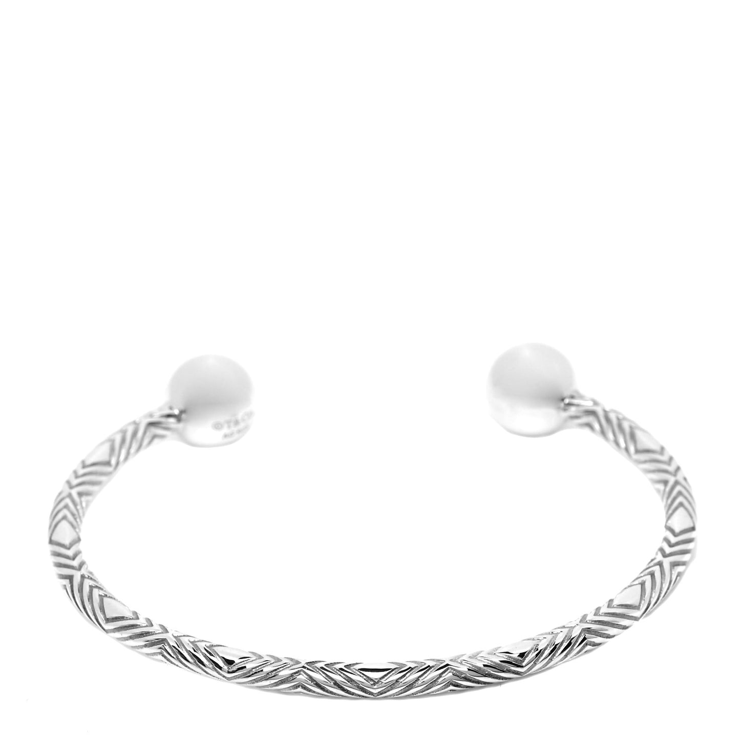 Sterling Silver Textured Barbell Cuff Bracelet