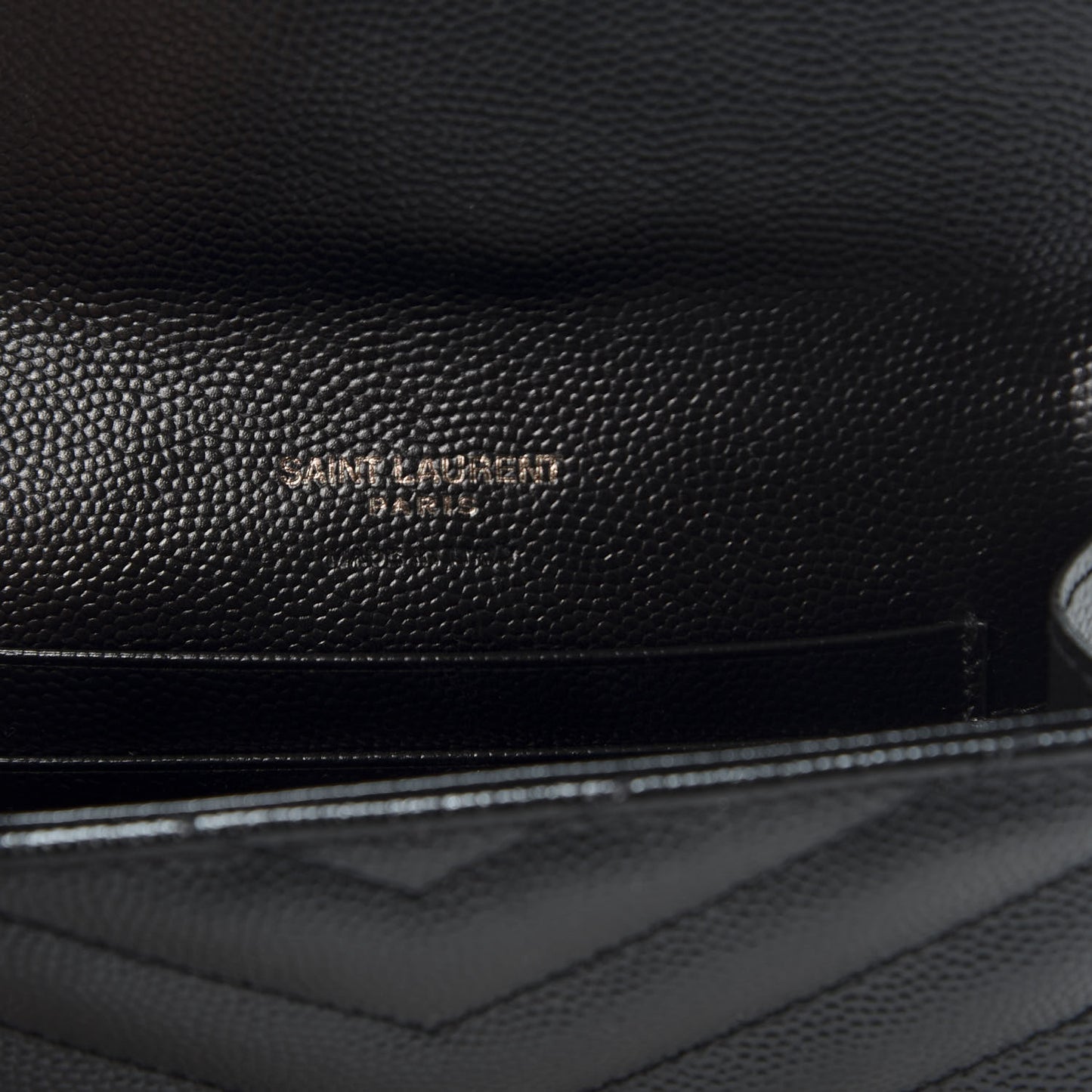 Grain De Poudre Matelasse Chevron Small Monogram Envelope Wallet Black