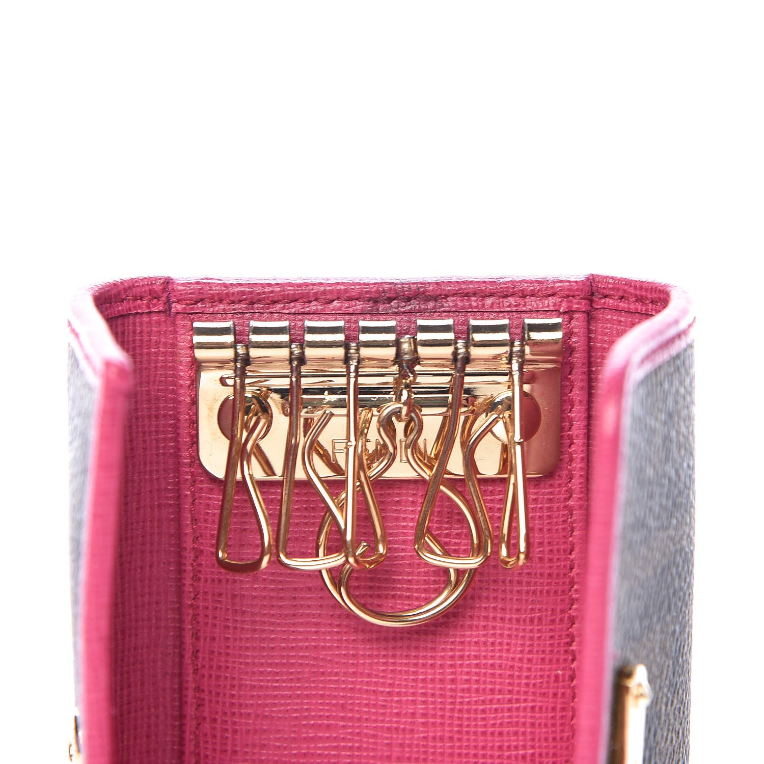 Fendi Zucca Spalmati Vitello Elite 6 Key Holder Tobacco Ciclamino 7 of 11