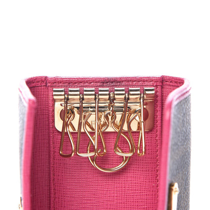 Fendi Zucca Spalmati Vitello Elite 6 Key Holder Tobacco Ciclamino 7 of 11