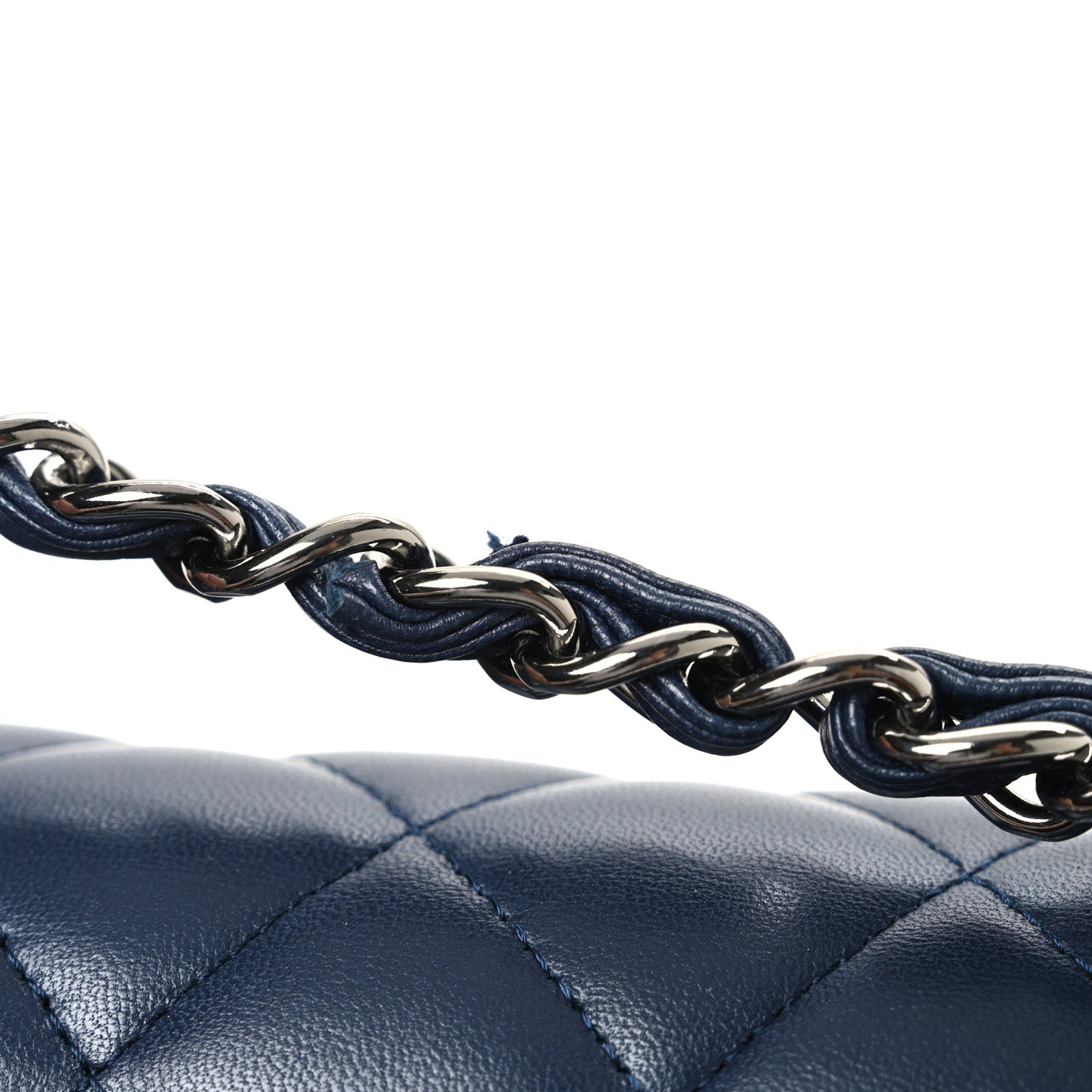 Lambskin Quilted Maxi Double Flap Dark Blue