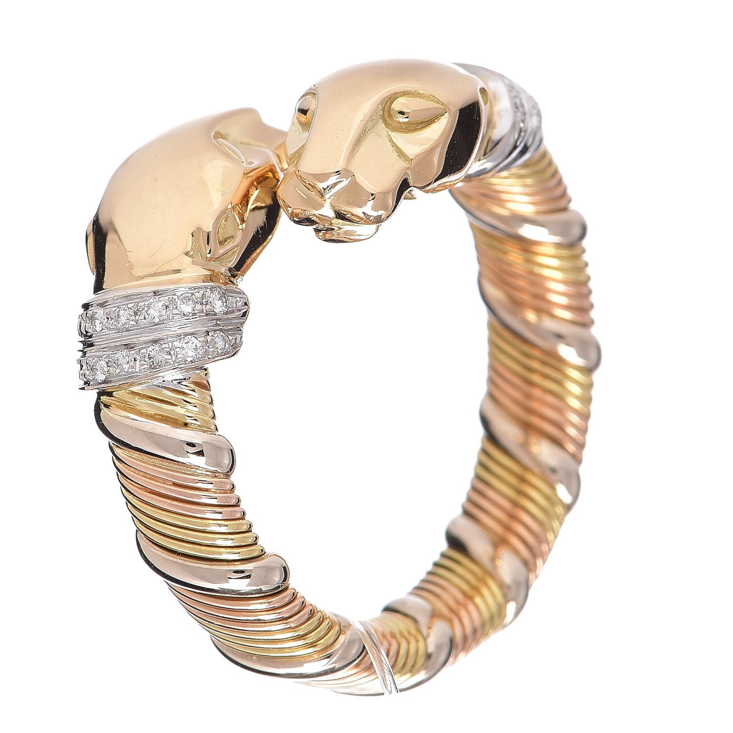 18K Yellow White Gold Diamond Panthère De Bypass Ring 54 6.75