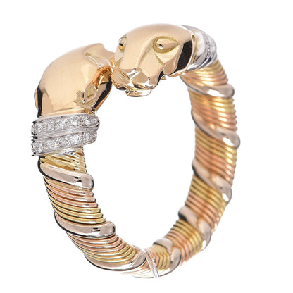 Cartier 18K Yellow White Gold Diamond Panthère De Bypass Ring 54 6.75 1 of 7