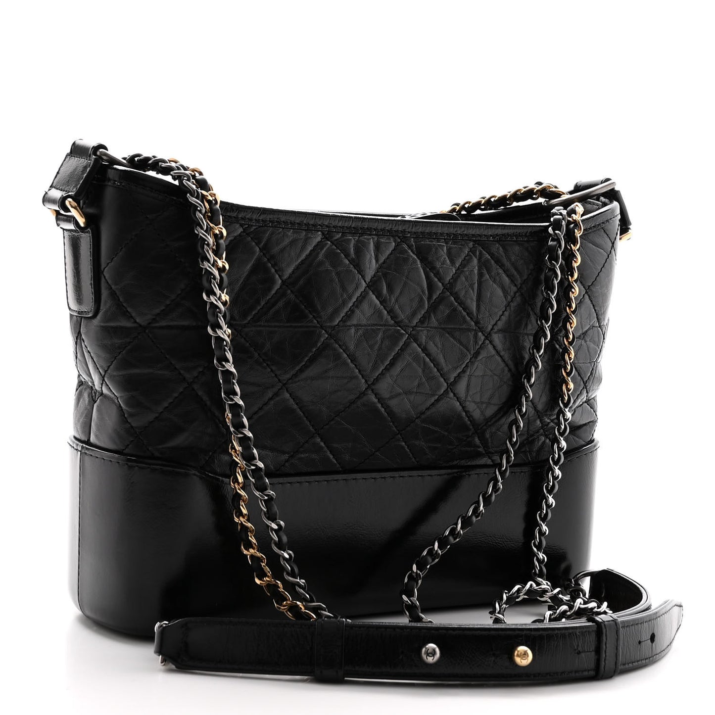 Aged Calfskin Quilted New Medium Gabrielle Hobo Black
