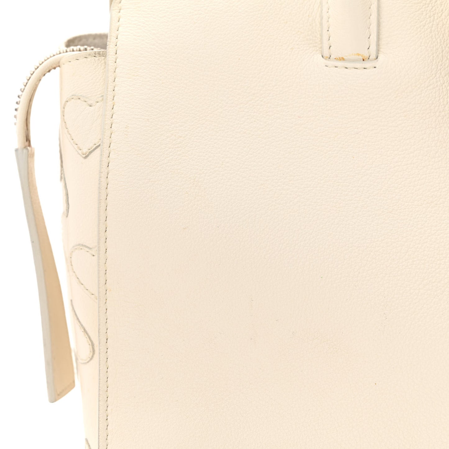 Smooth Calfskin Heart Embroidered Baby Monogram Downtown Cabas New Milk