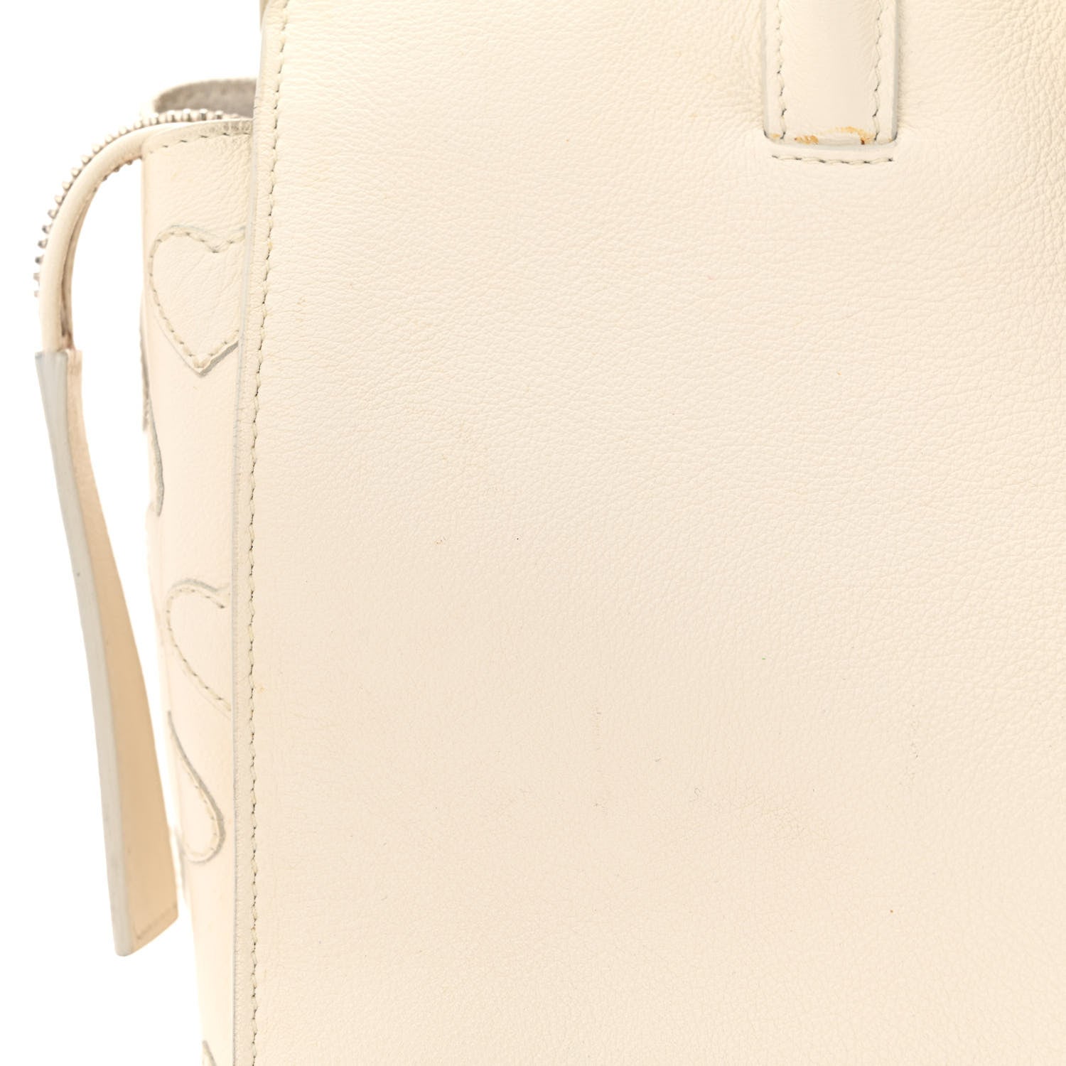 Saint Laurent Smooth Calfskin Heart Embroidered Baby Monogram Downtown Cabas New Milk 16 of 28