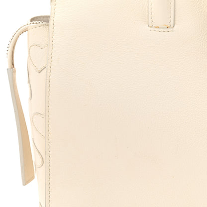 Saint Laurent Smooth Calfskin Heart Embroidered Baby Monogram Downtown Cabas New Milk 16 of 28