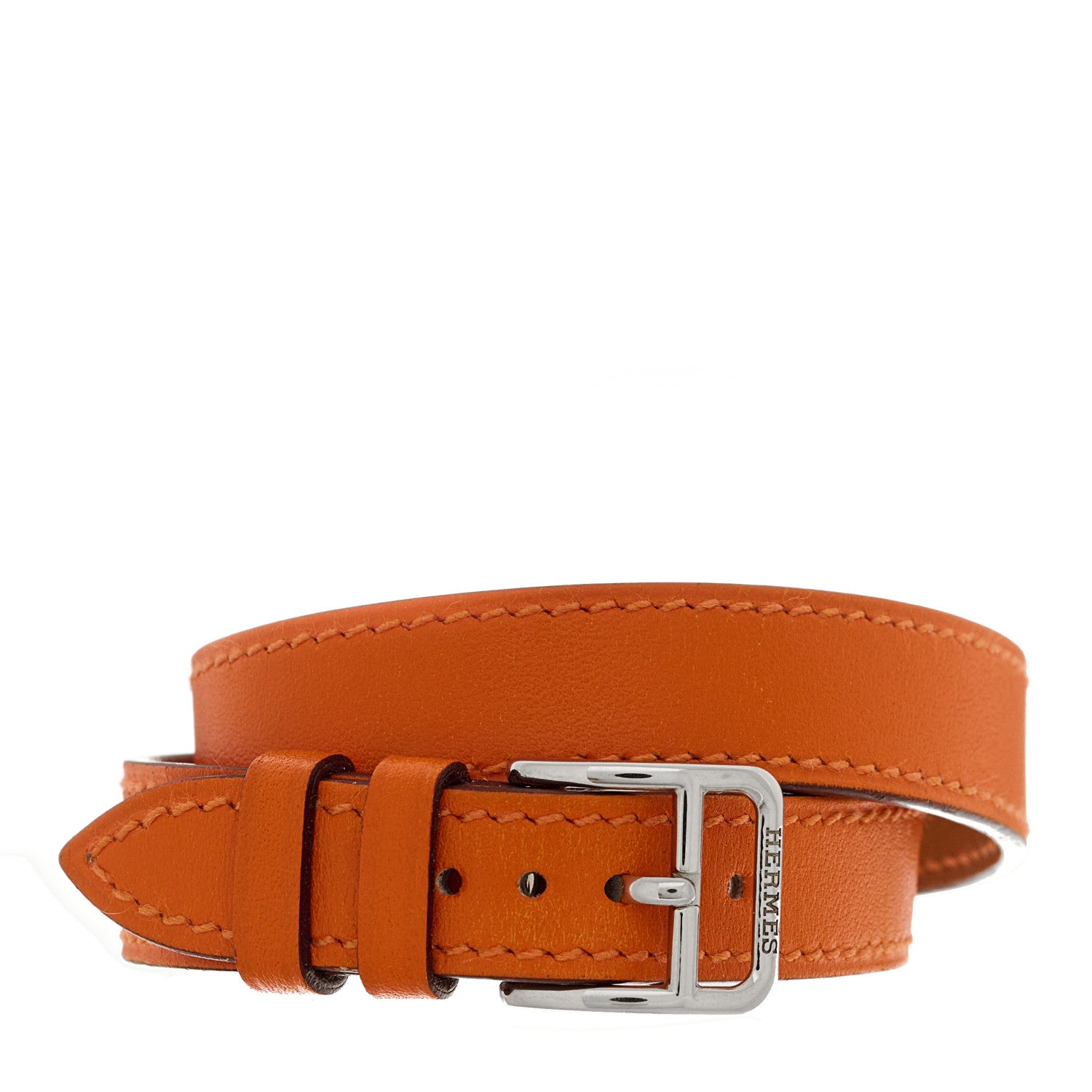 Hermes Stainless Steel Swift 20mm Kelly Cadena Double Tour Quartz Watch Orange 3 of 4