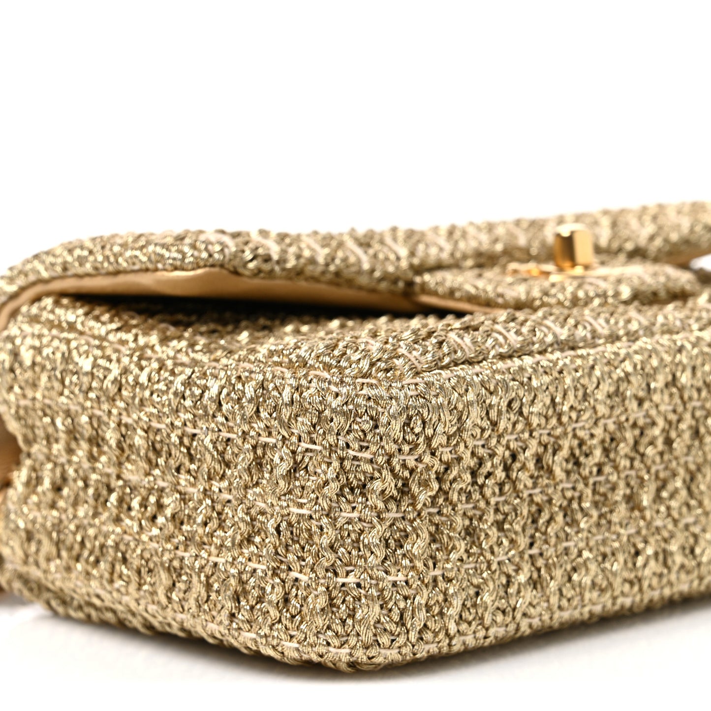 Metallic Woven Fabric Mini Rectangular Flap Gold