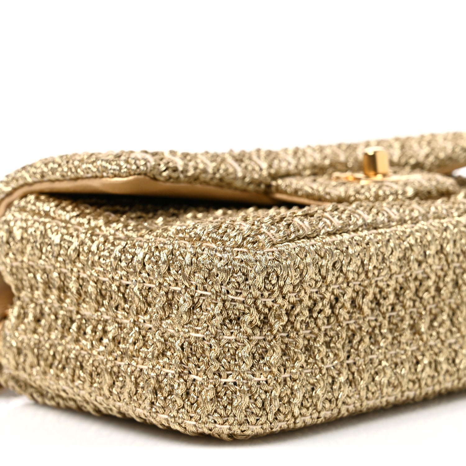 Chanel Metallic Woven Fabric Mini Rectangular Flap Gold 8 of 10