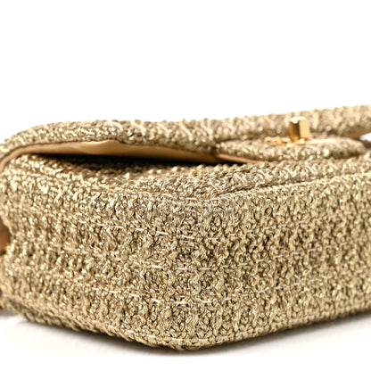 Chanel Metallic Woven Fabric Mini Rectangular Flap Gold 8 of 10