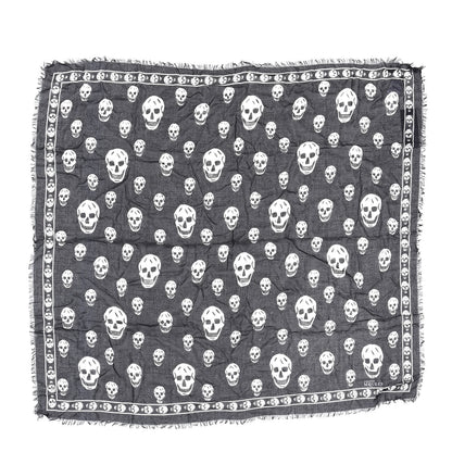 Alexander McQueen Modal Silk Skull Scarf Black Ivory 1 of 2