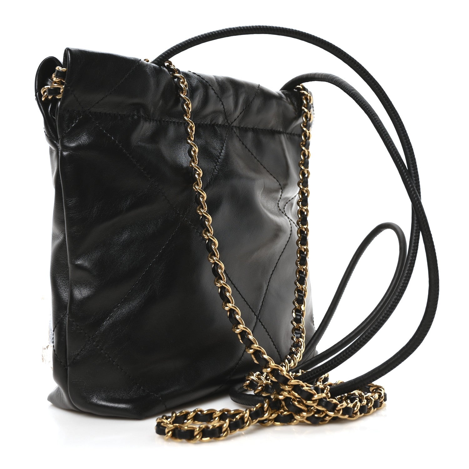 Chanel Shiny Calfskin Quilted Mini Chanel 22 Black White 3 of 10