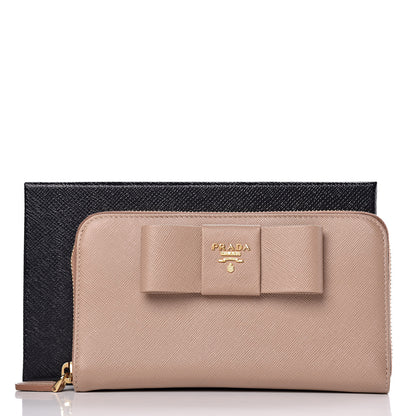 Prada Saffiano Fiocco Bow Zip Around Wallet Cammeo 10 of 10