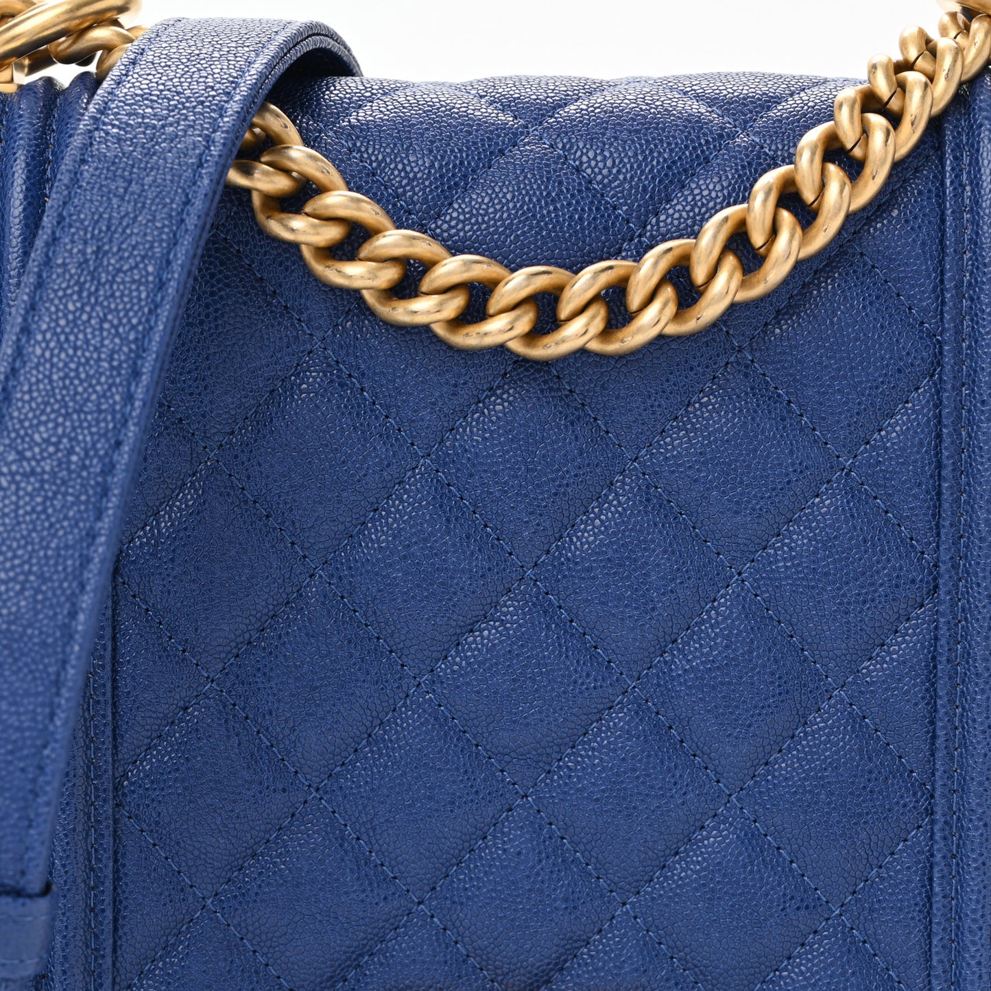 Caviar Quilted North South Boy Flap Blue