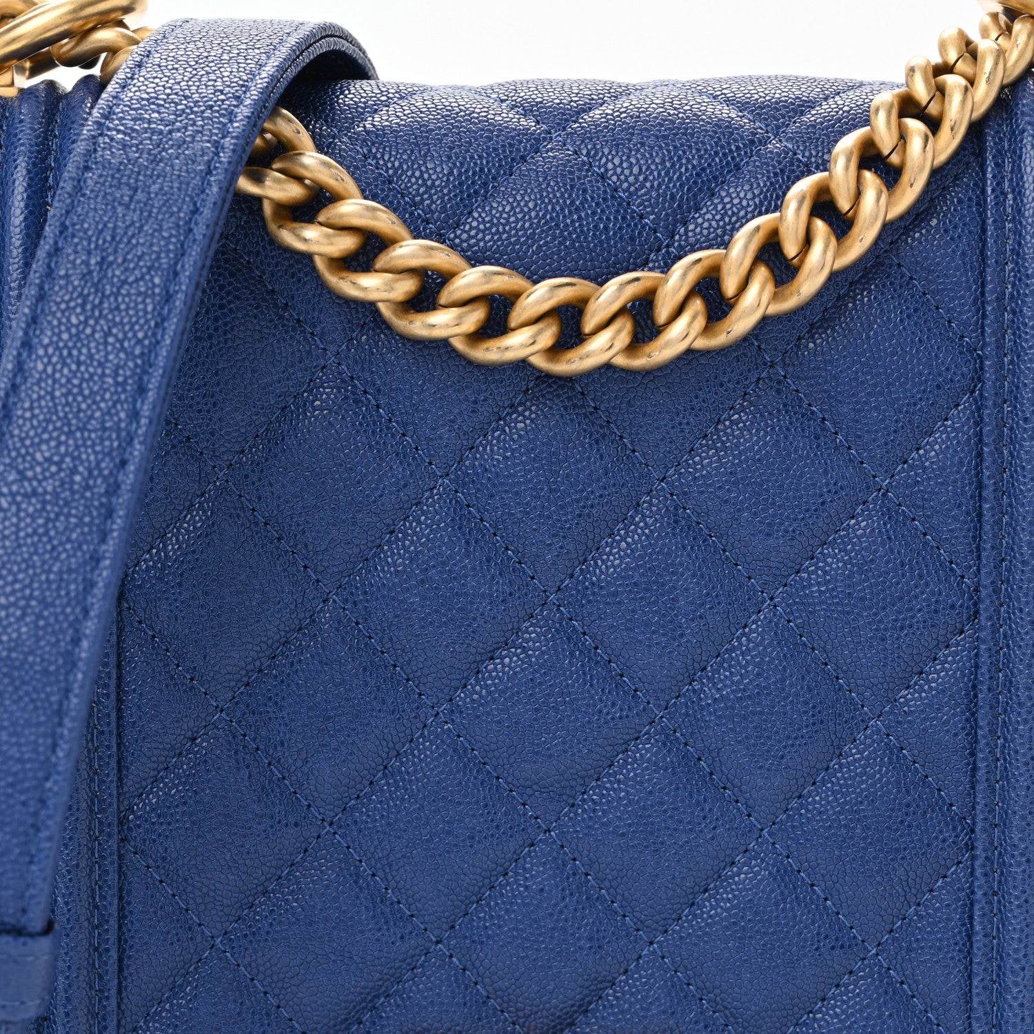 Chanel Caviar Quilted North South Boy Flap Blue 8 of 10
