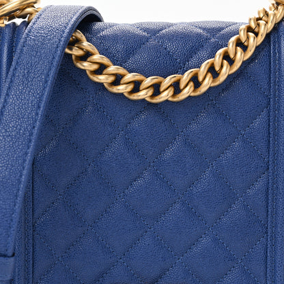 Chanel Caviar Quilted North South Boy Flap Blue 8 of 10