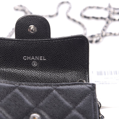 Chanel Caviar Quilted Flap Card Holder On Chain Black 6 of 10