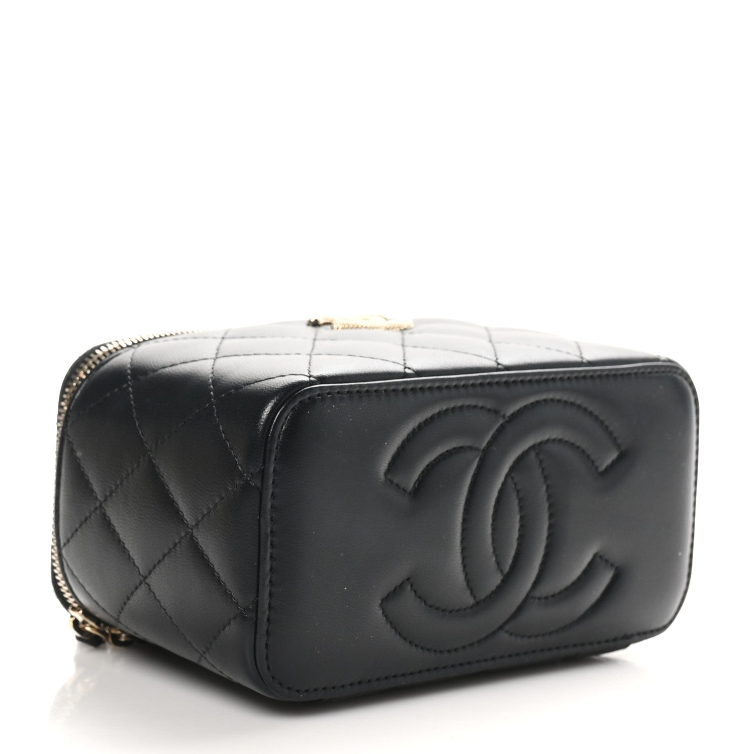 Chanel Lambskin Quilted Small Vanity Case With Chain Black 4 of 11