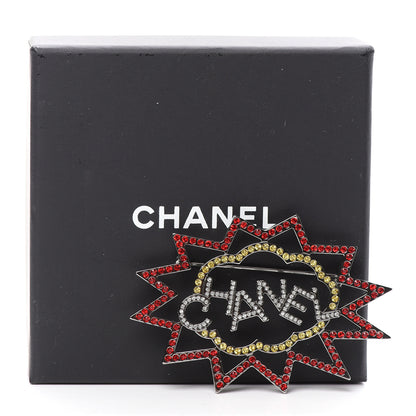 Chanel Ruthenium Crystal CC Brooch Red Yellow 5 of 5
