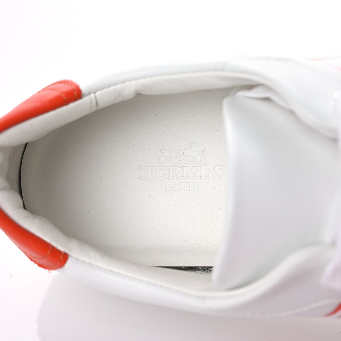 Calfskin Womens Advantage Sneakers 38.5 White Orange
