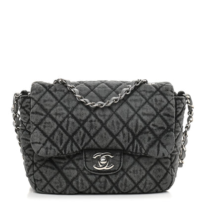 Chanel Washed Denim Quilted Small Denimpression Flap Grey Black 1 of 9