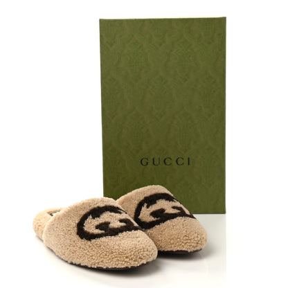 Gucci Shearling Interlocking G Womens Eileen Slippers 38 Butterscotch Cocoa 9 of 9
