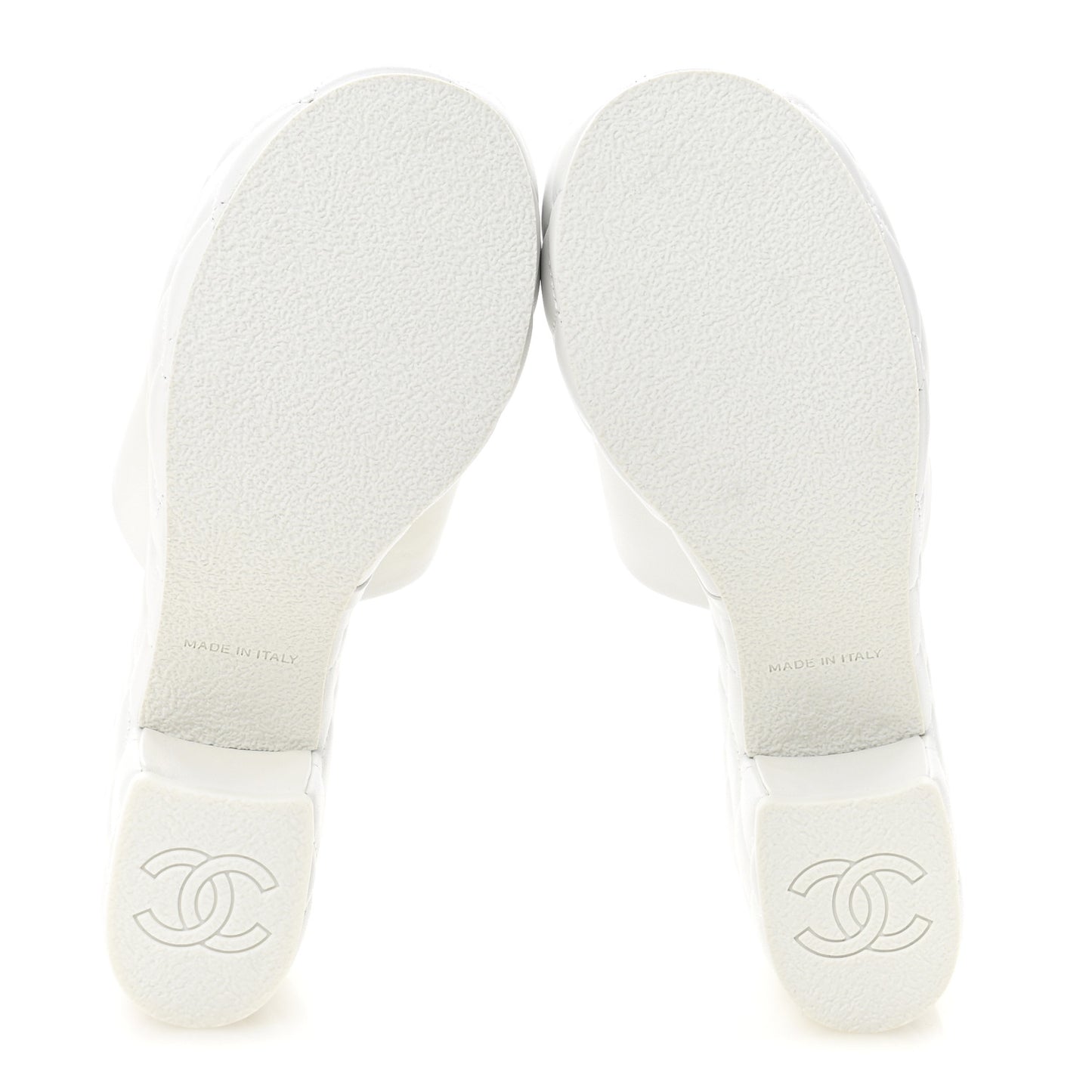 Lambskin Quilted CC Platform Mules 38 White