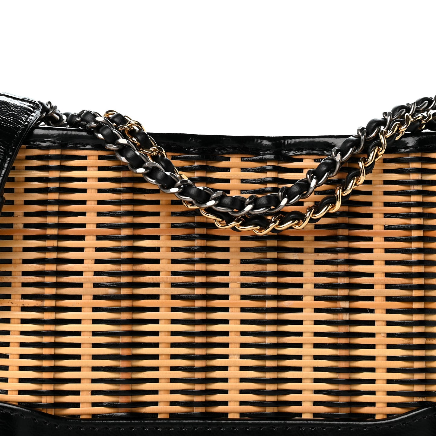 Rattan Calfskin Small Gabrielle Hobo Beige Black