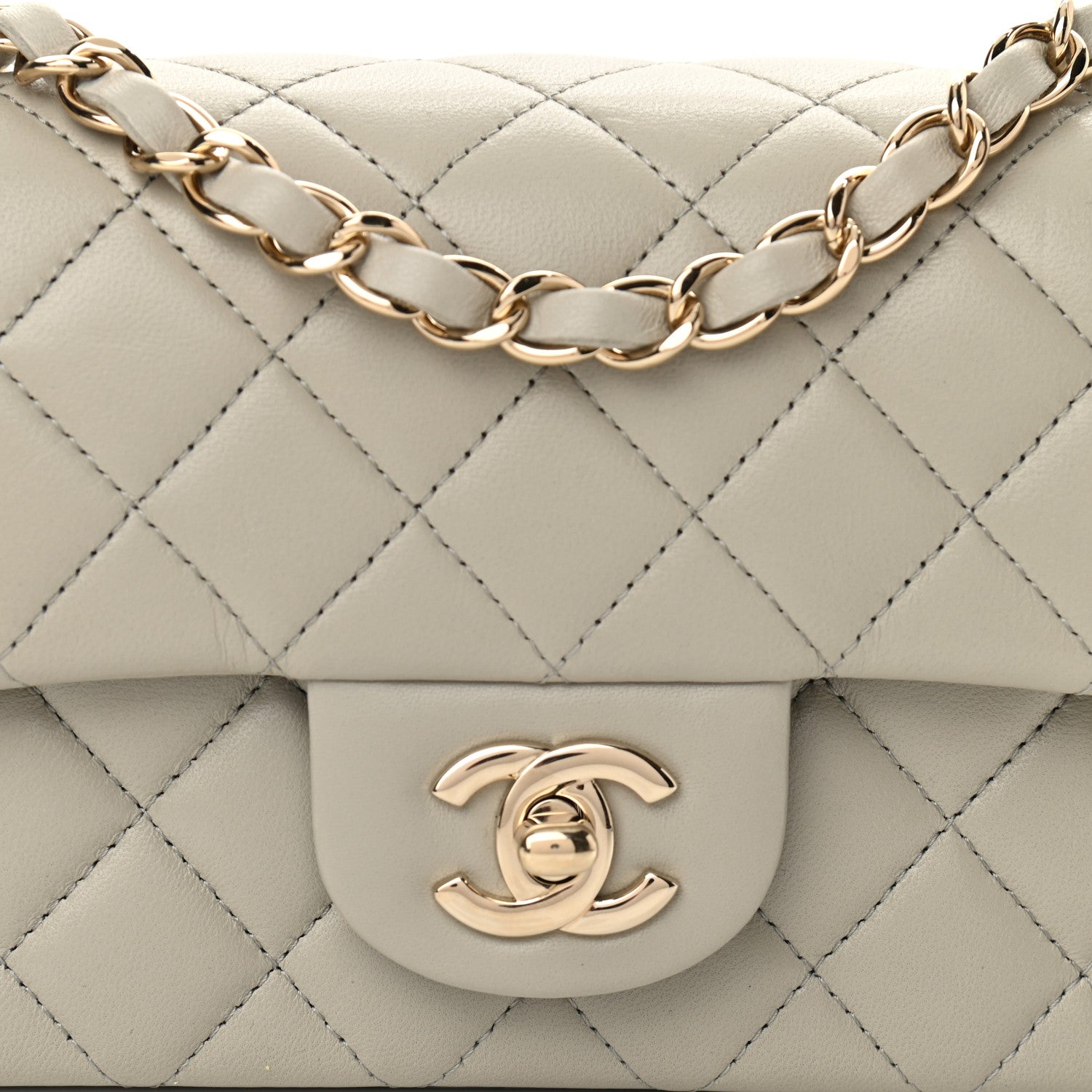 Chanel Lambskin Quilted Mini Rectangular Flap Grey 8 of 10