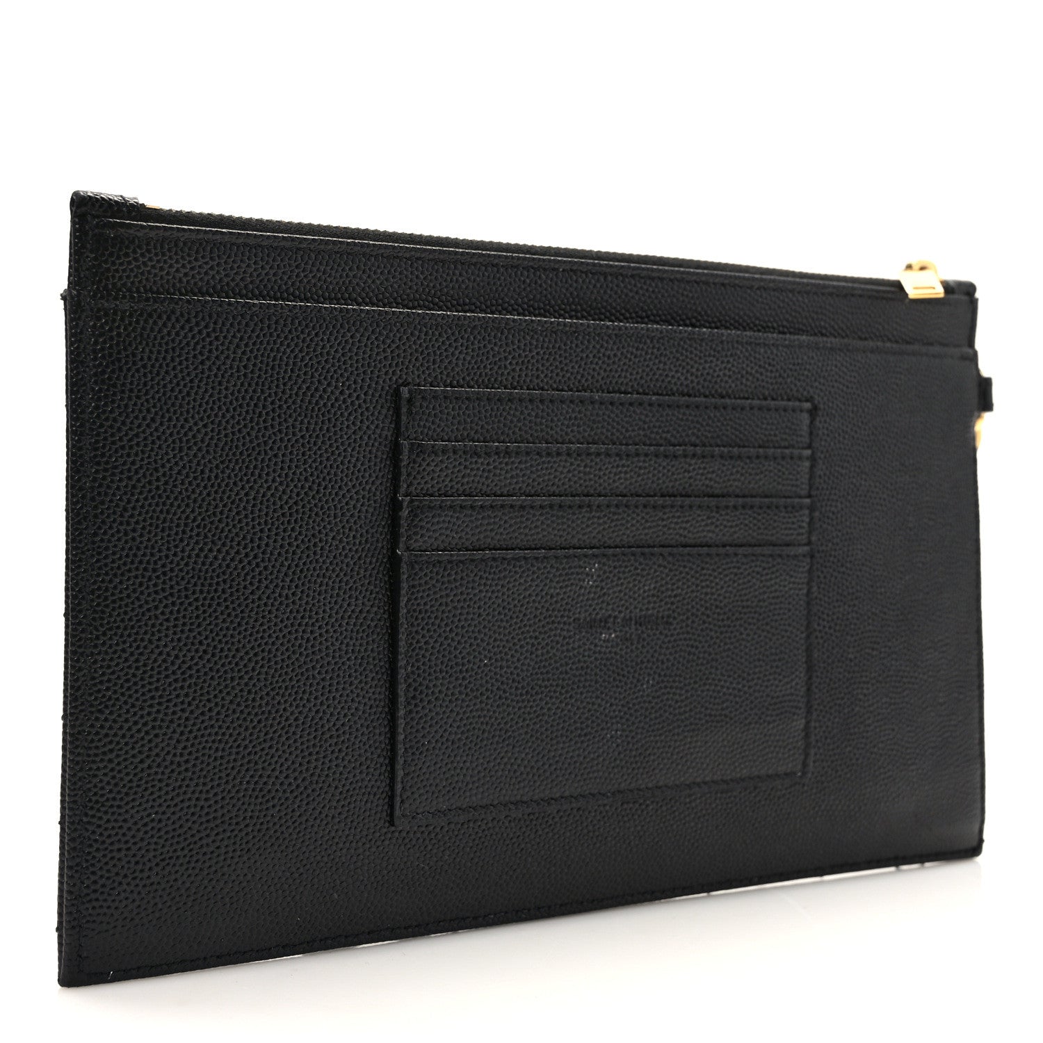 Saint Laurent Grain De Poudre Chevron Monogram Large Bill Pouch Black 3 of 11