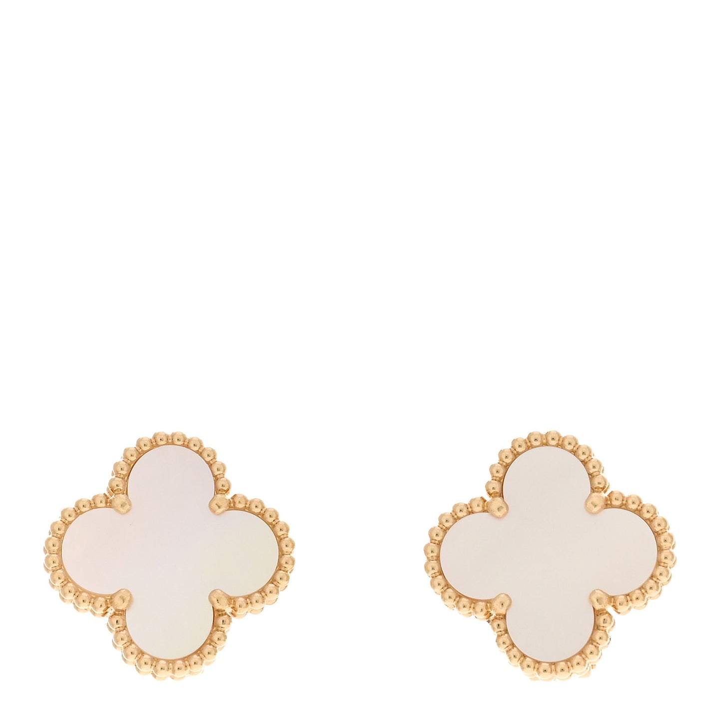 18K Yellow Gold Mother of Pearl Vintage Alhambra Earrings