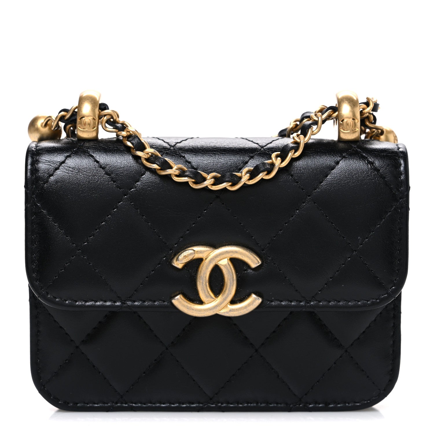 Chanel Calfskin Quilted Perfect Fit Coin Purse With Chain Black 1 of 11