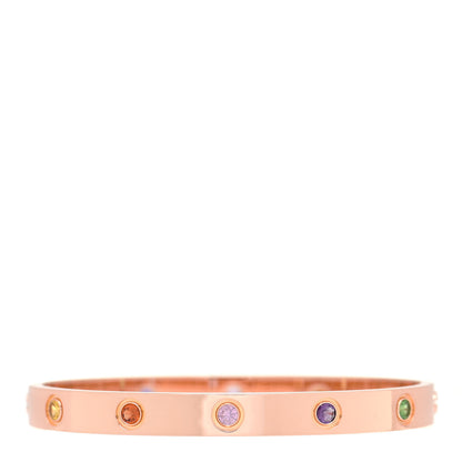 Cartier 18K Pink Gold Sapphire Garnet Amethyst LOVE Bracelet 16 3 of 6