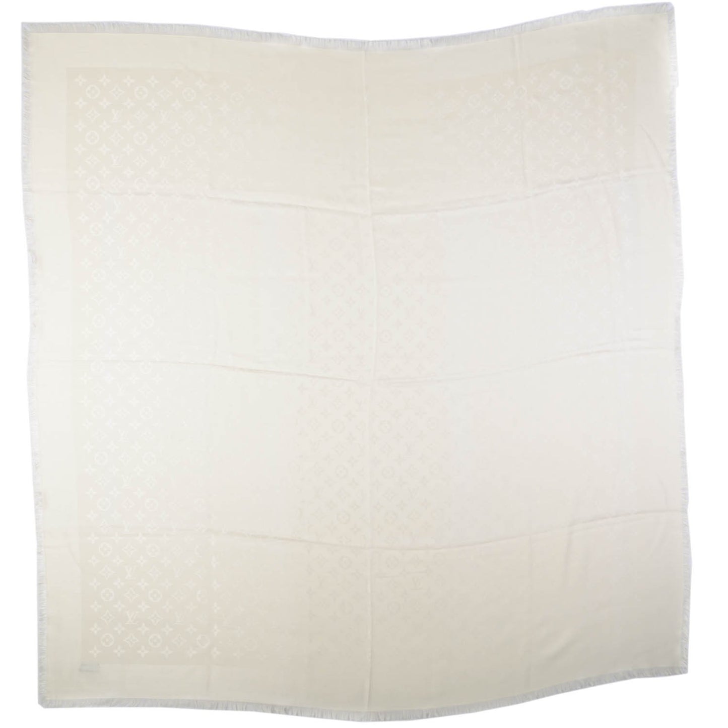 Silk Wool Monogram Shawl Ivory