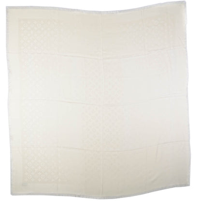 Louis Vuitton Silk Wool Monogram Shawl Ivory 3 of 5