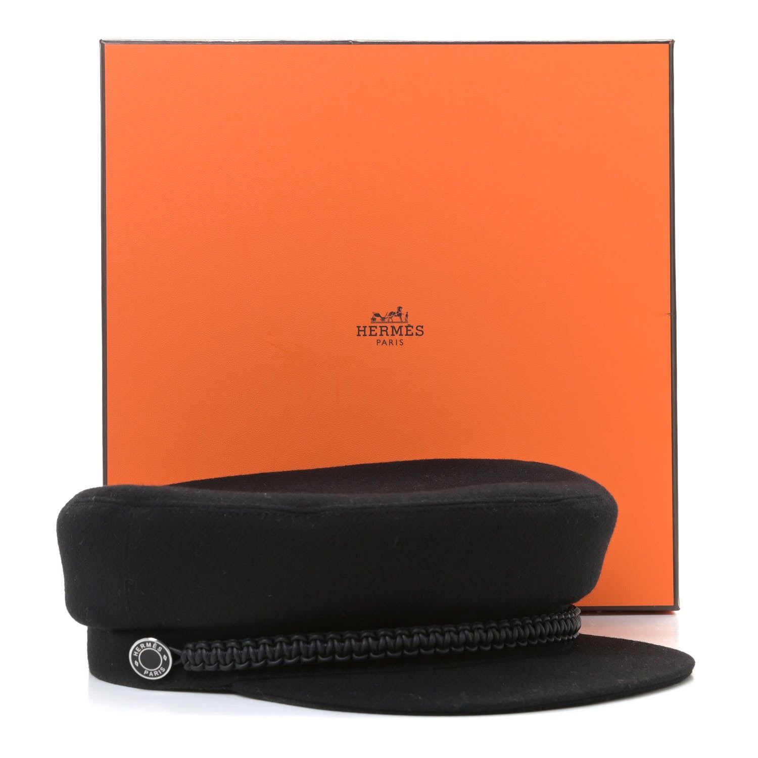 Hermes Cashmere Swift Braided Deauville Cap 58 Black 7 of 7