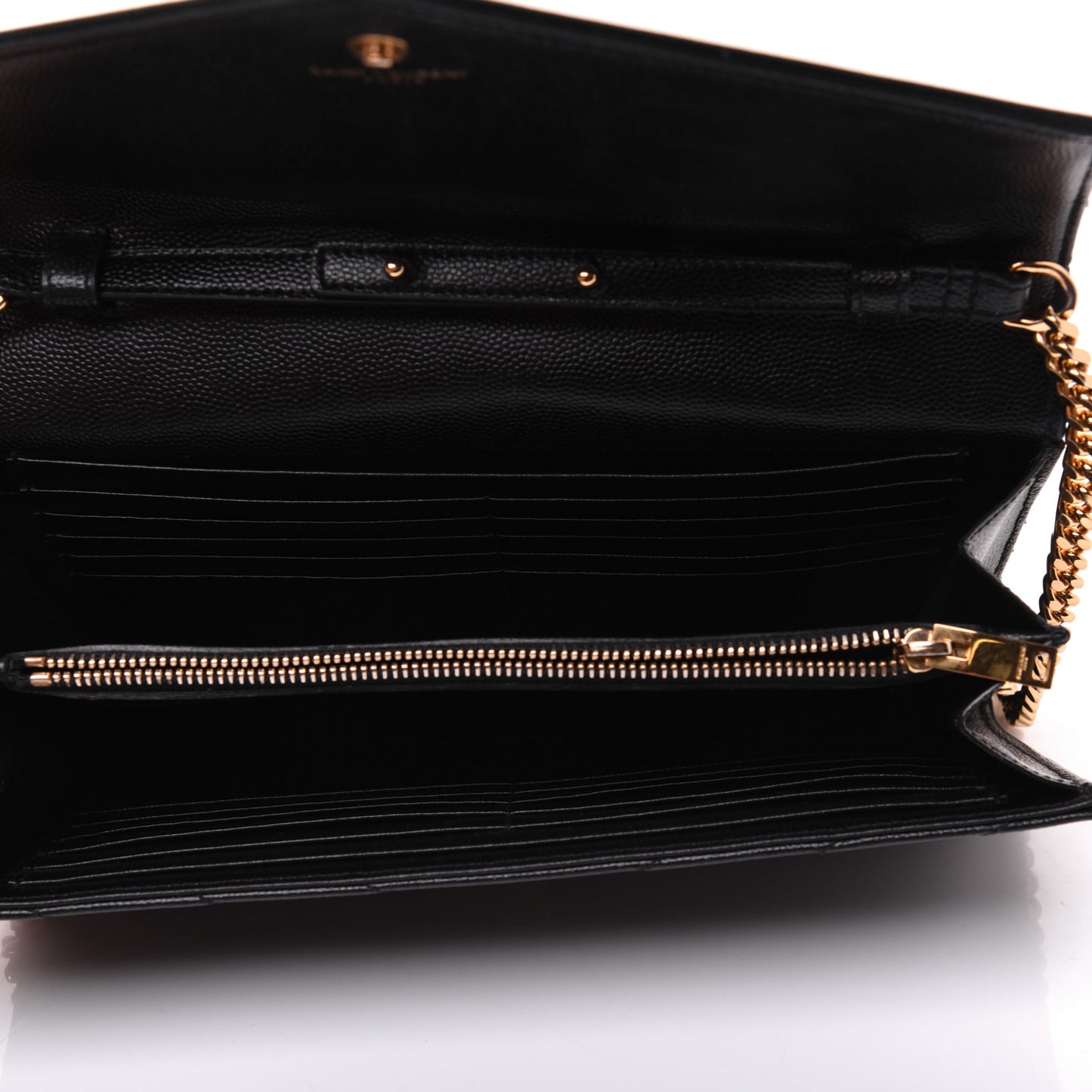 Grain De Poudre Matelasse Chevron Monogram Chain Wallet Black