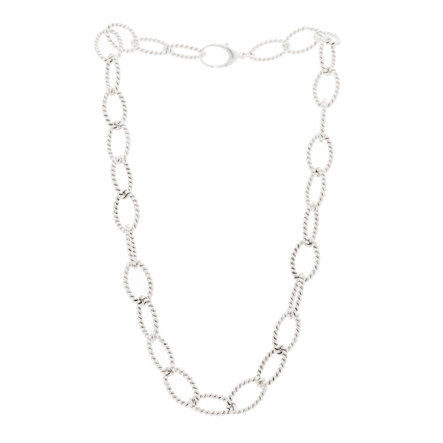 Sterling Silver Oval Twist Link Necklace