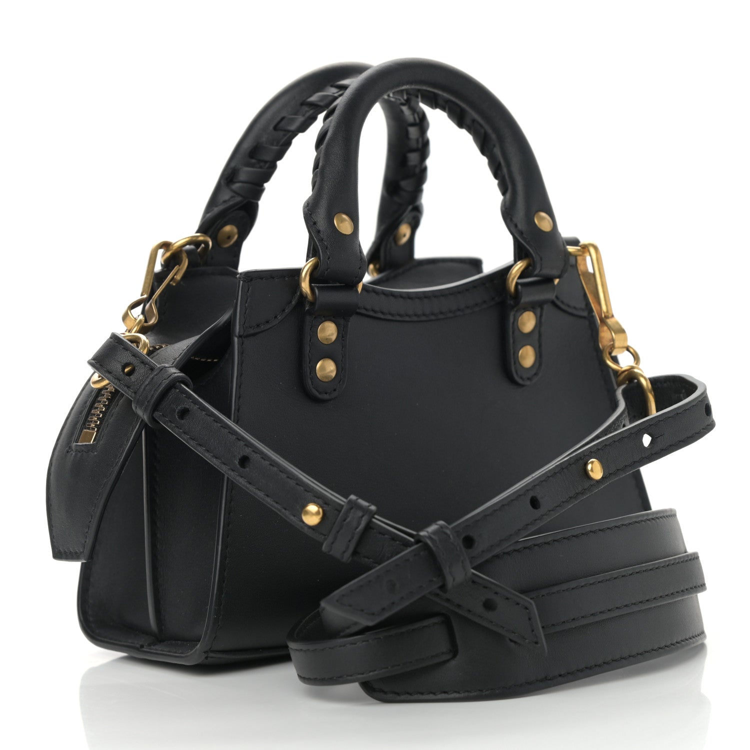 Balenciaga Smooth Calfskin Neo Classic Brass Hardware Nano City Crossbody Black 3 of 10