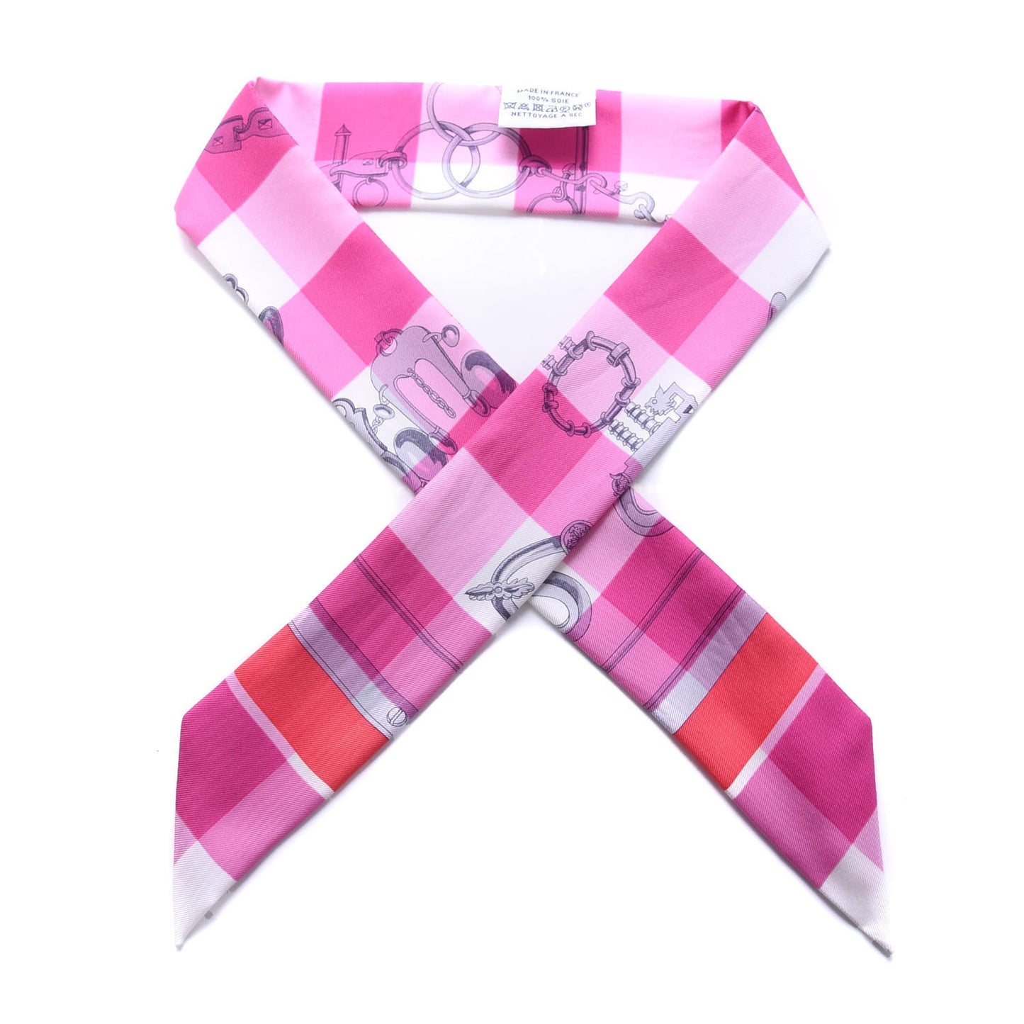 Silk Mors Et Gourmettes Vichy Twilly Rose Vif Framboise White
