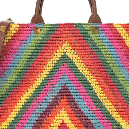 Valentino Garavani Raffia Calfskin Rockstud Summer Tote Multicolor 7 of 10